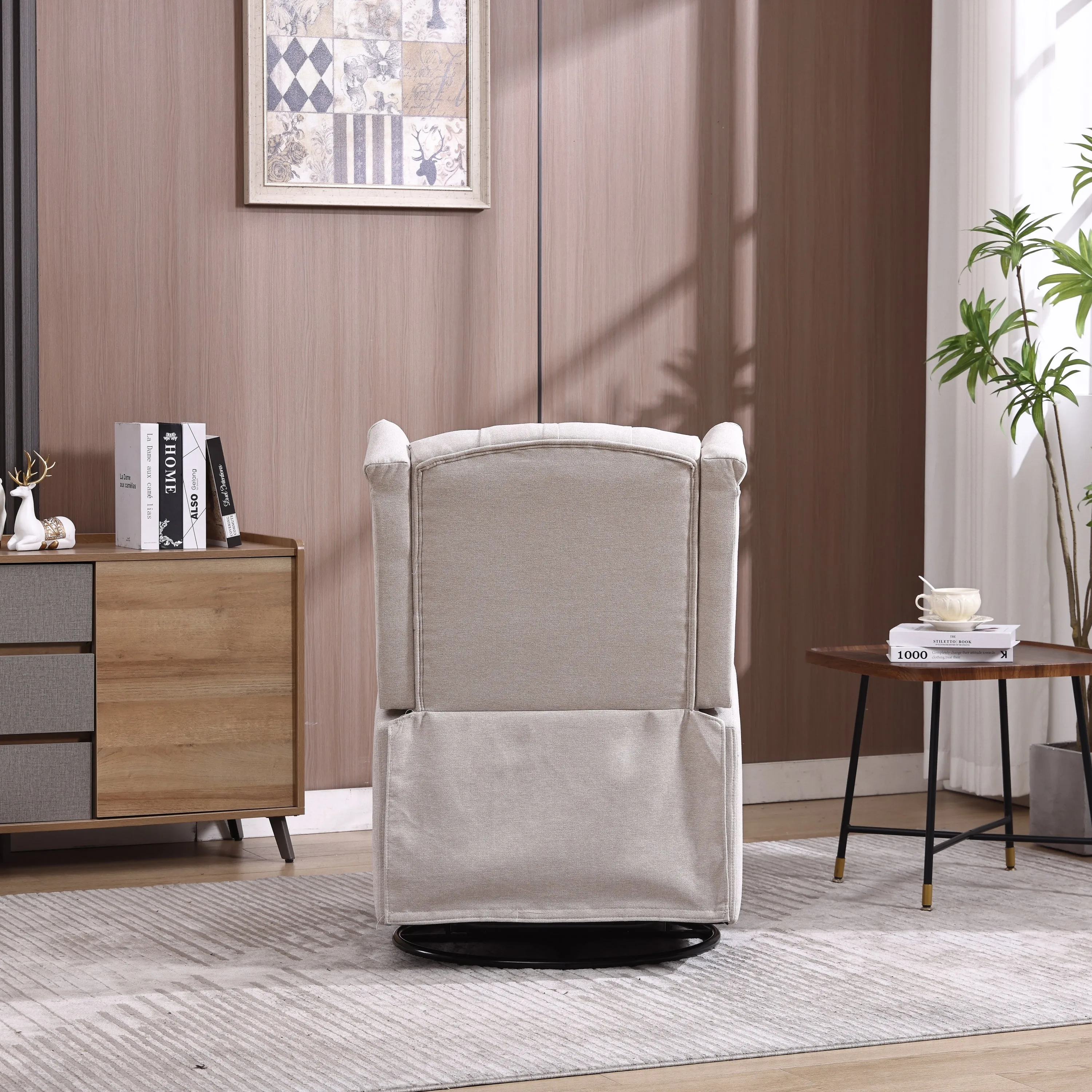 Davina Swivel Rocking Recliner Chair - Beige