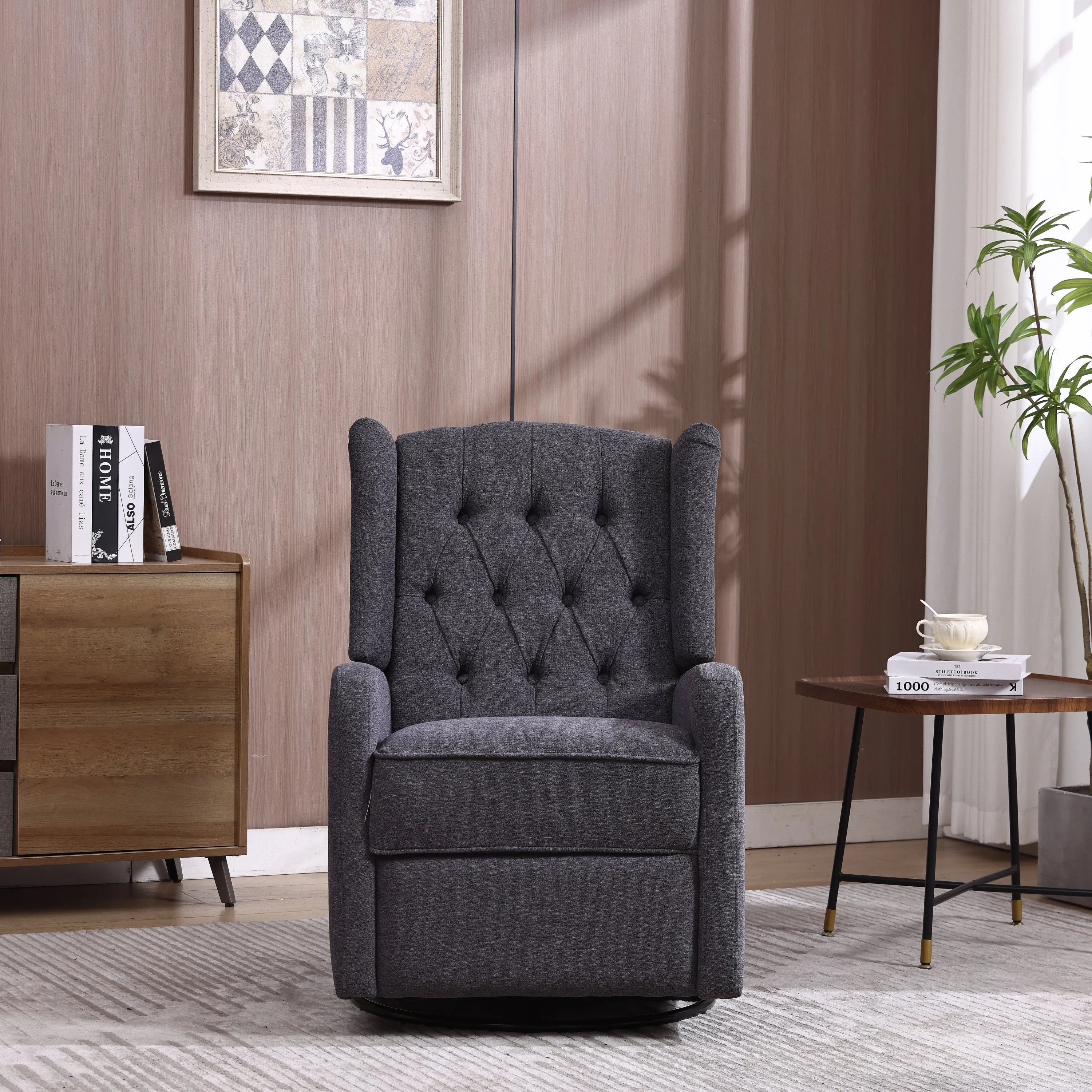 Davina Swivel Rocking Recliner Chair - Dark Gray