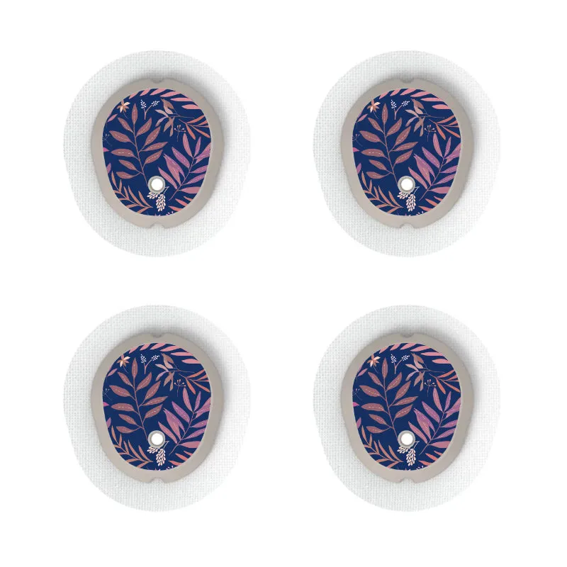 Dexcom G7/Dexcom ONE  Sensor Sticker (Navy Leaves) 4pk