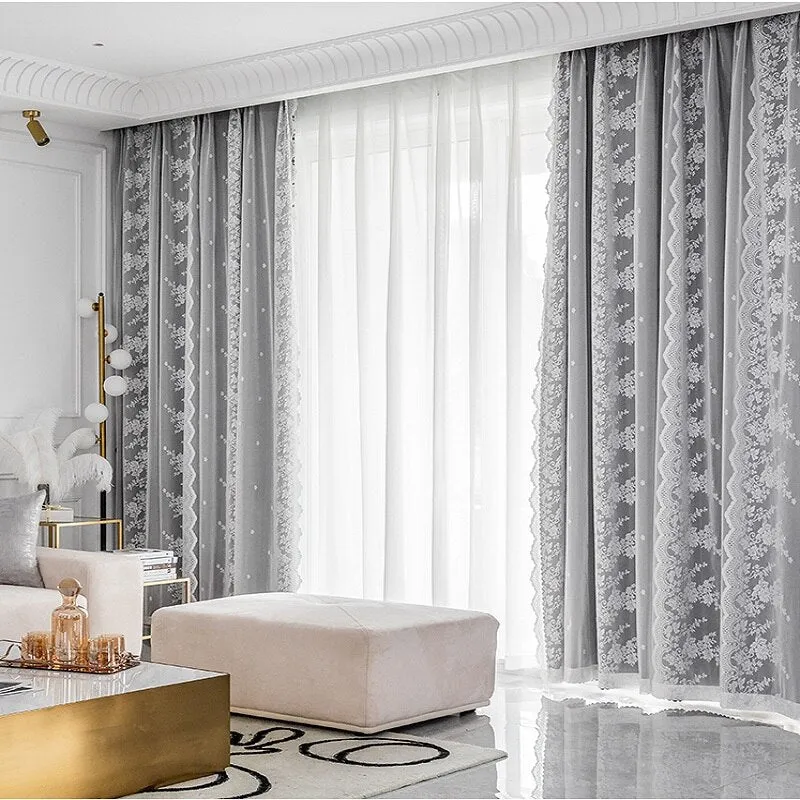 Double Layer Blackout Curtain with Tulle Overlay | Elegant Curtain For Living Room, Bedroom ( 53''W x 96''L - 1x Curtain Pannel,1x Sheer ).