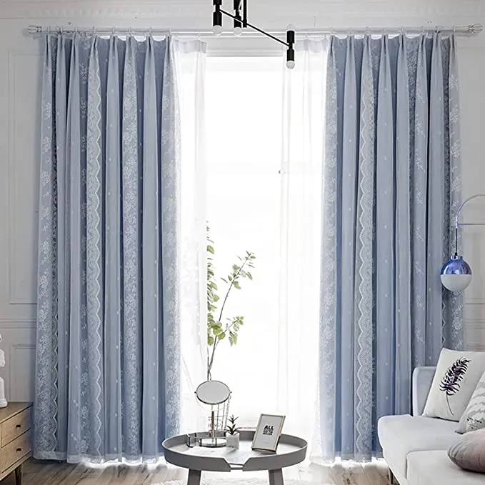 Double Layer Blackout Curtain with Tulle Overlay | Elegant Curtain For Living Room, Bedroom ( 53''W x 96''L - 1x Curtain Pannel,1x Sheer ).