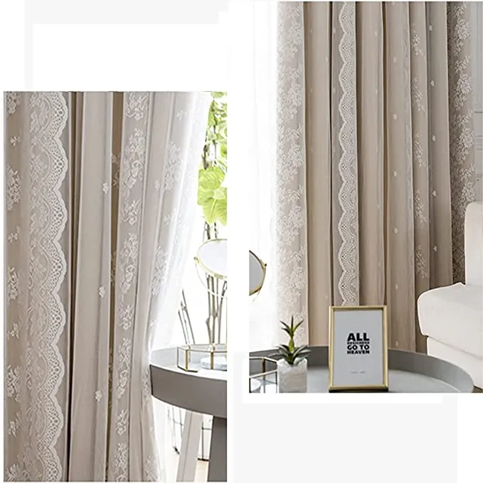 Double Layer Blackout Curtain with Tulle Overlay | Elegant Curtain For Living Room, Bedroom ( 53''W x 96''L - 1x Curtain Pannel,1x Sheer ).