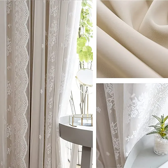 Double Layer Blackout Curtain with Tulle Overlay | Elegant Curtain For Living Room, Bedroom ( 53''W x 96''L - 1x Curtain Pannel,1x Sheer ).