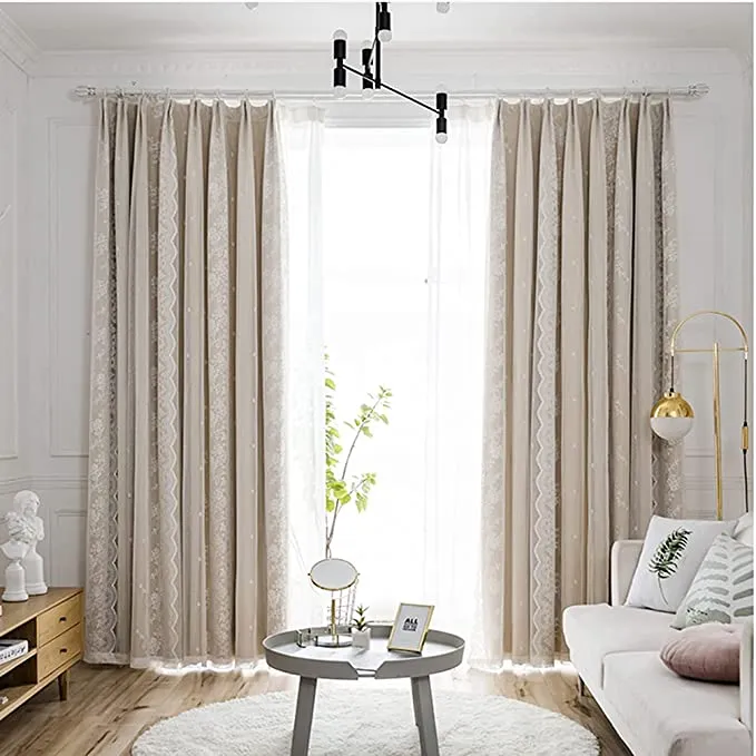 Double Layer Blackout Curtain with Tulle Overlay | Elegant Curtain For Living Room, Bedroom ( 53''W x 96''L - 1x Curtain Pannel,1x Sheer ).