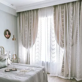 Double Layer Blackout Curtain with Tulle Overlay | Elegant Curtain For Living Room, Bedroom ( 53''W x 96''L - 1x Curtain Pannel,1x Sheer ).