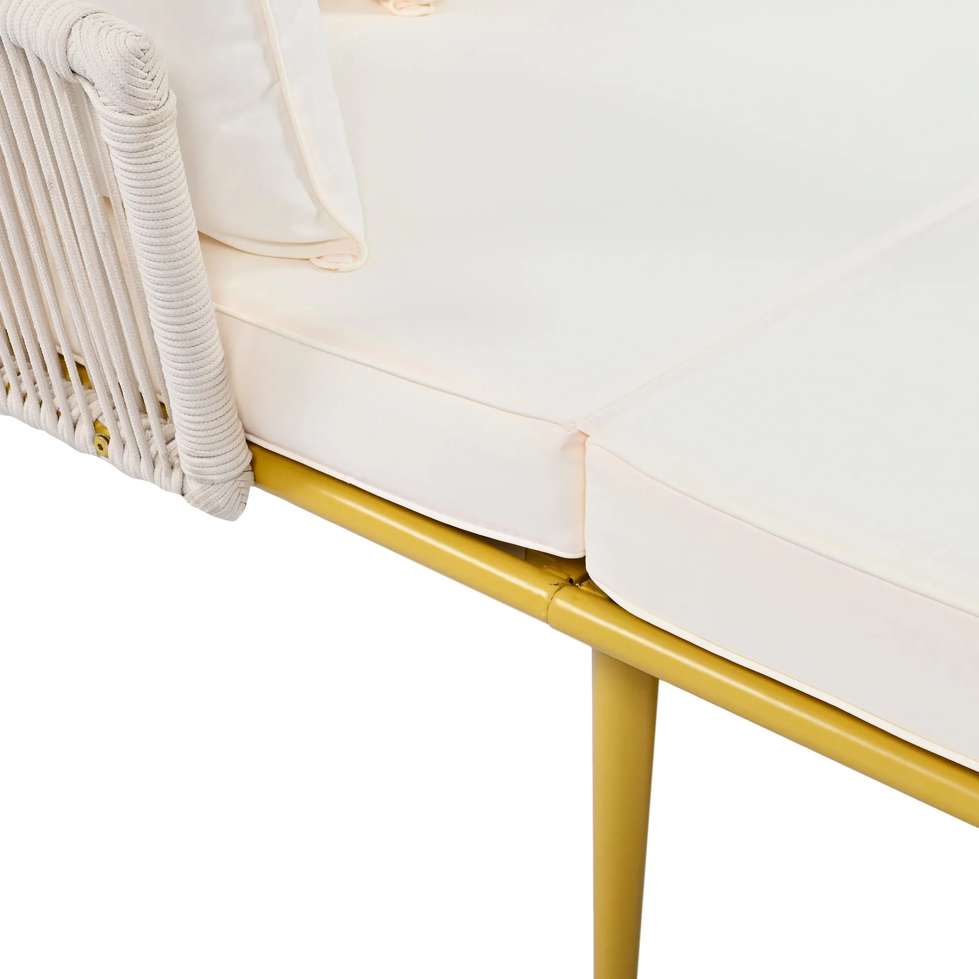Easton Woven Nylon Rope Backrest Outdoor Patio Daybed - Beige Gold