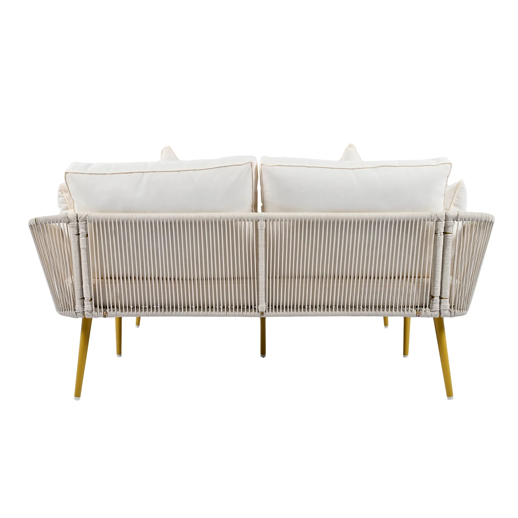 Easton Woven Nylon Rope Backrest Outdoor Patio Daybed - Beige Gold