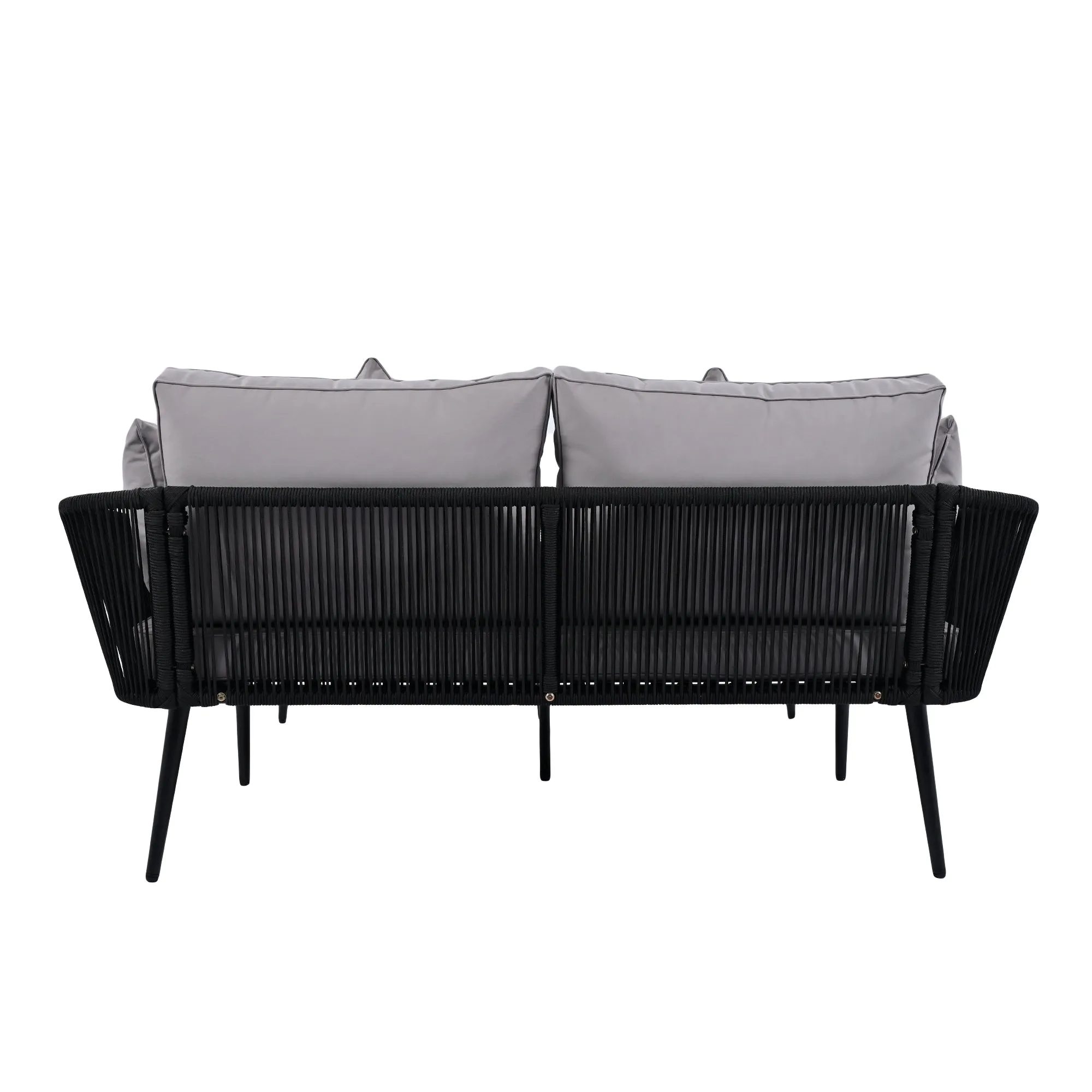 Easton Woven Nylon Rope Backrest Outdoor Patio Daybed - Black Gray