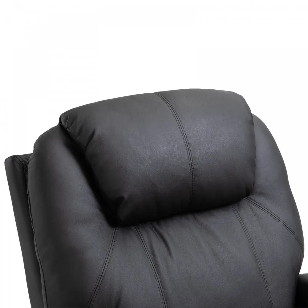 Electric Massage Recliner Chair PU Leather Black Luxury Sofa Armchair Cinema Rocking Swivel Heated Nursing Gaming Thick