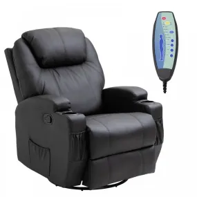 Electric Massage Recliner Chair PU Leather Black Luxury Sofa Armchair Cinema Rocking Swivel Heated Nursing Gaming Thick