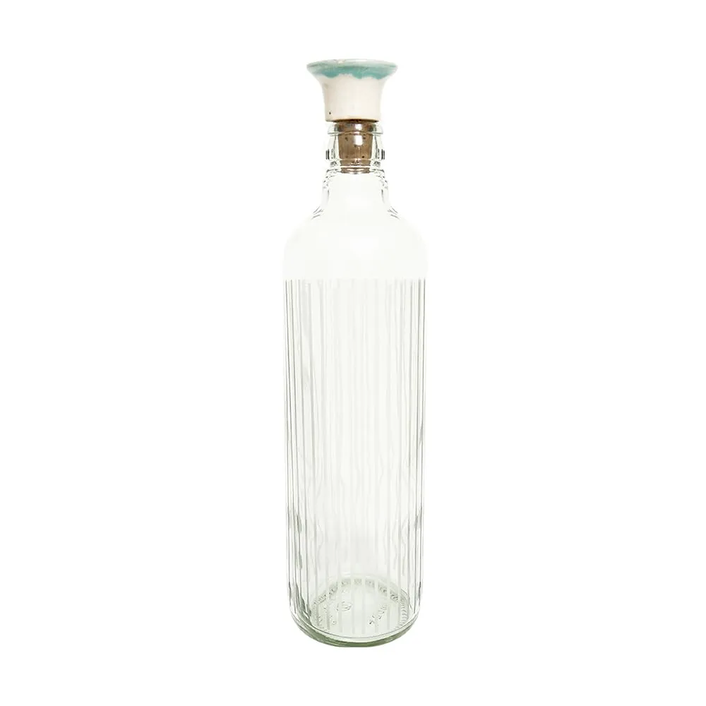Ellementry Cove Glass Bottle with Cork (750 ML)| Water, Juice and Milk Storage Bottle for Fridge | Clear and Transparent Bottles for Home and Office | BPA Free | Stylish and Premium Wine Bottle