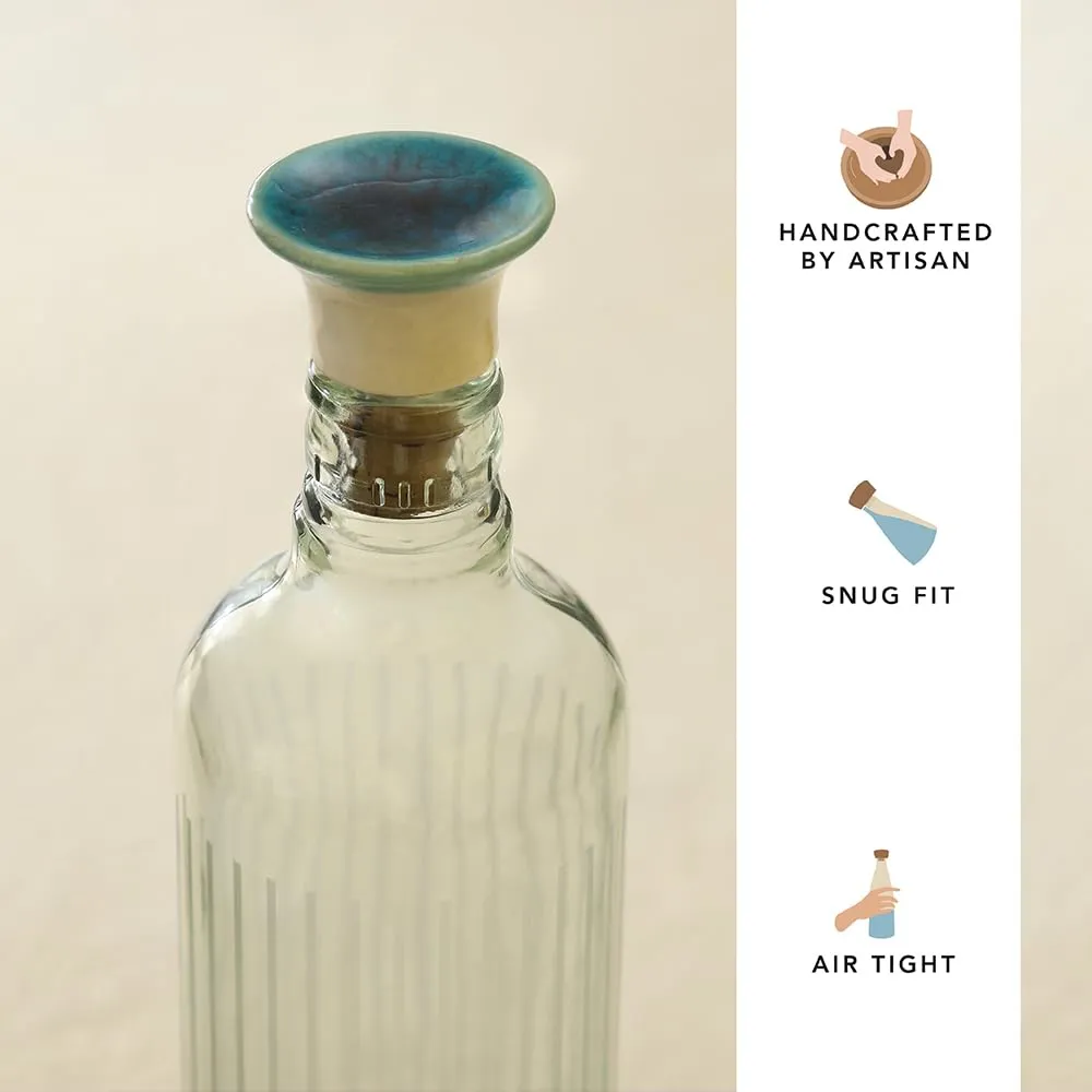 Ellementry Cove Glass Bottle with Cork (750 ML)| Water, Juice and Milk Storage Bottle for Fridge | Clear and Transparent Bottles for Home and Office | BPA Free | Stylish and Premium Wine Bottle