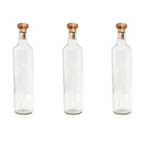 Ellementry Daisy Glass Bottle with Cork (750 ML)| Water and Milk Bottle for Fridge | Clear and Transparent Bottles for Home and Office | BPA Free | Stylish and Premium Wine Bottle- Set of 3