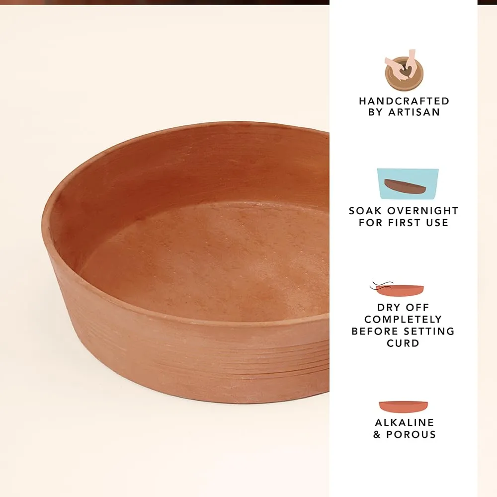 Ellementry Terracotta Baking Dish (900 ml) | Pan Tray for Baking | Cake Baking and Decoration Tools | Microwave Oven Safe | Dish Tray | Serving Tray & Platter| Cup Cake Server