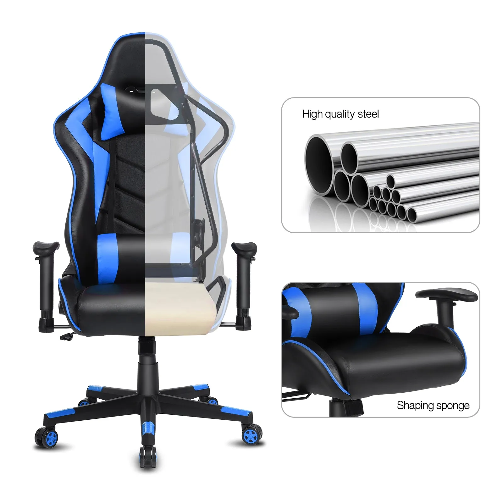 Ergonomic Office Computer Recliner Adjustable Desk Racing Gaming Chair Swivel