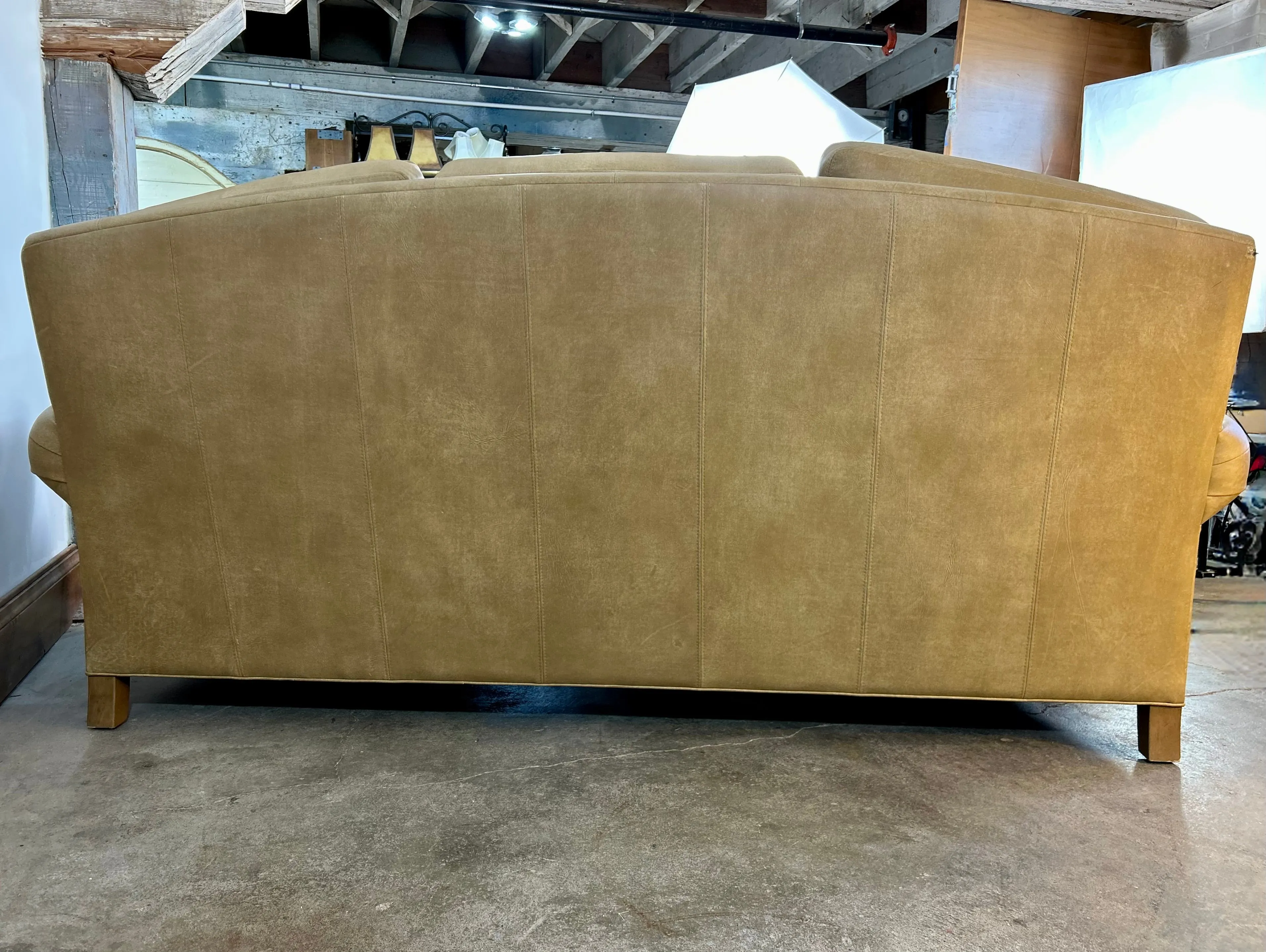 Ethan Allen Leather Sofa with Rolled Arms with Nailhead Trim