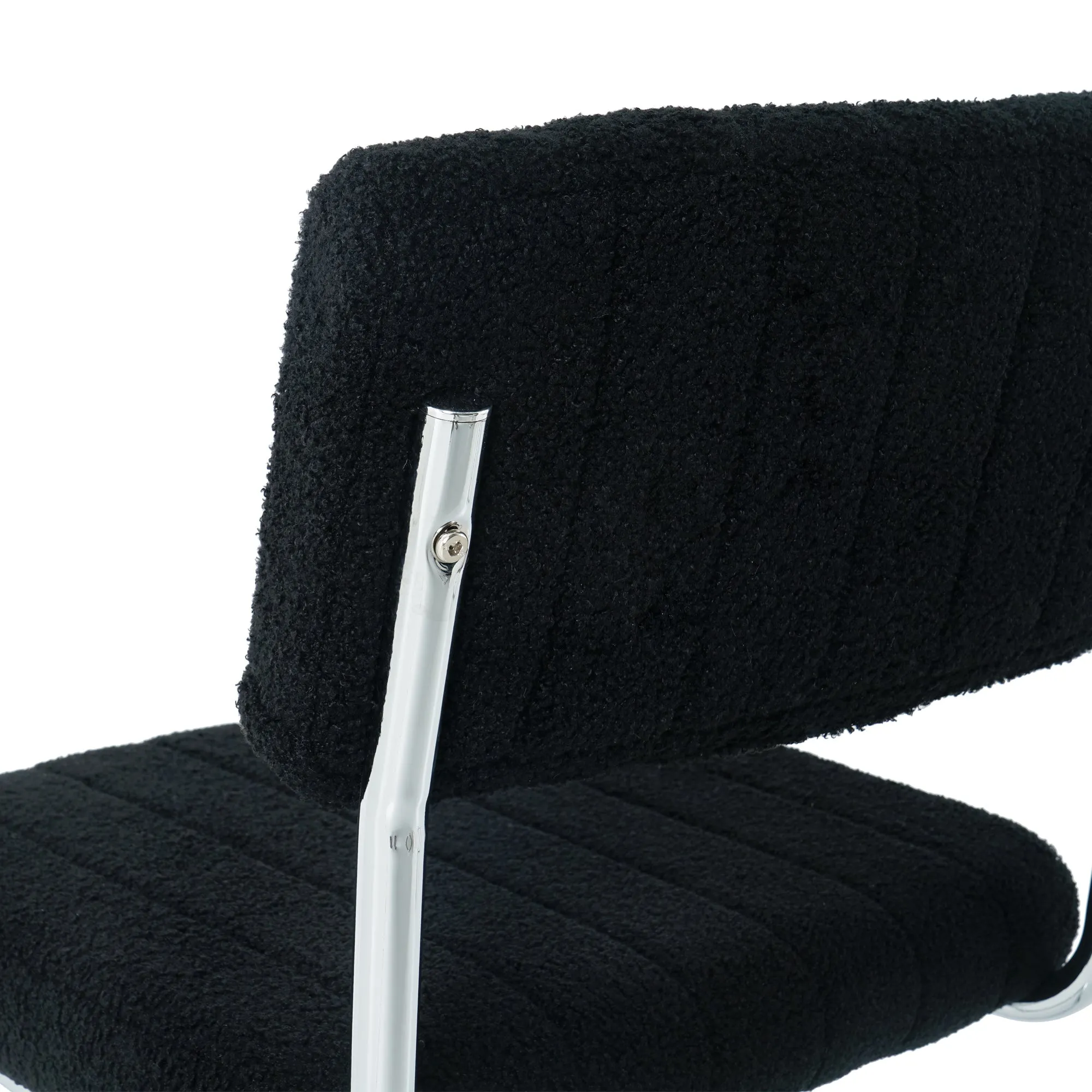 Ezell Dining Chairs with Chrome Metal Leg (Set of 2) - Black
