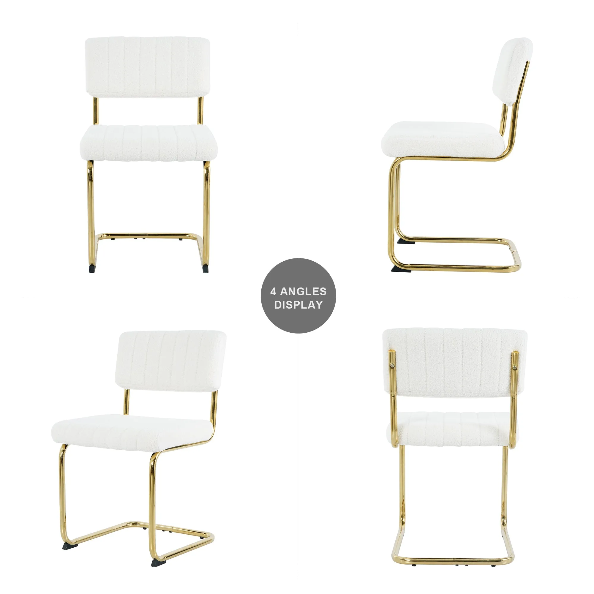 Ezell Dining Chairs with Gold Metal Leg (Set of 4) - White