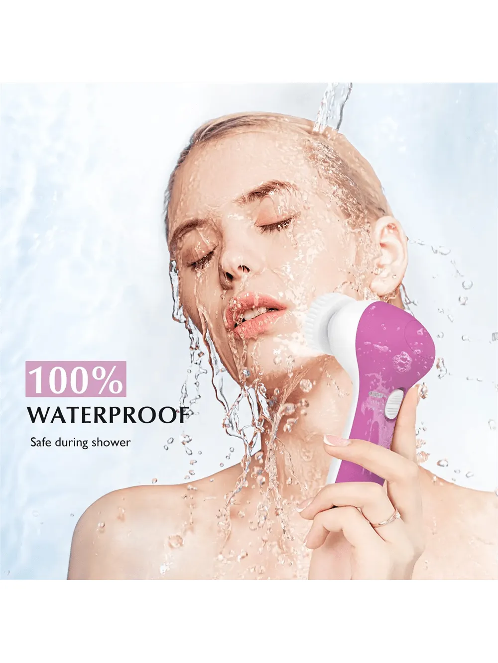 Facial Cleansing Brush, Waterproof Electric Face Scrub