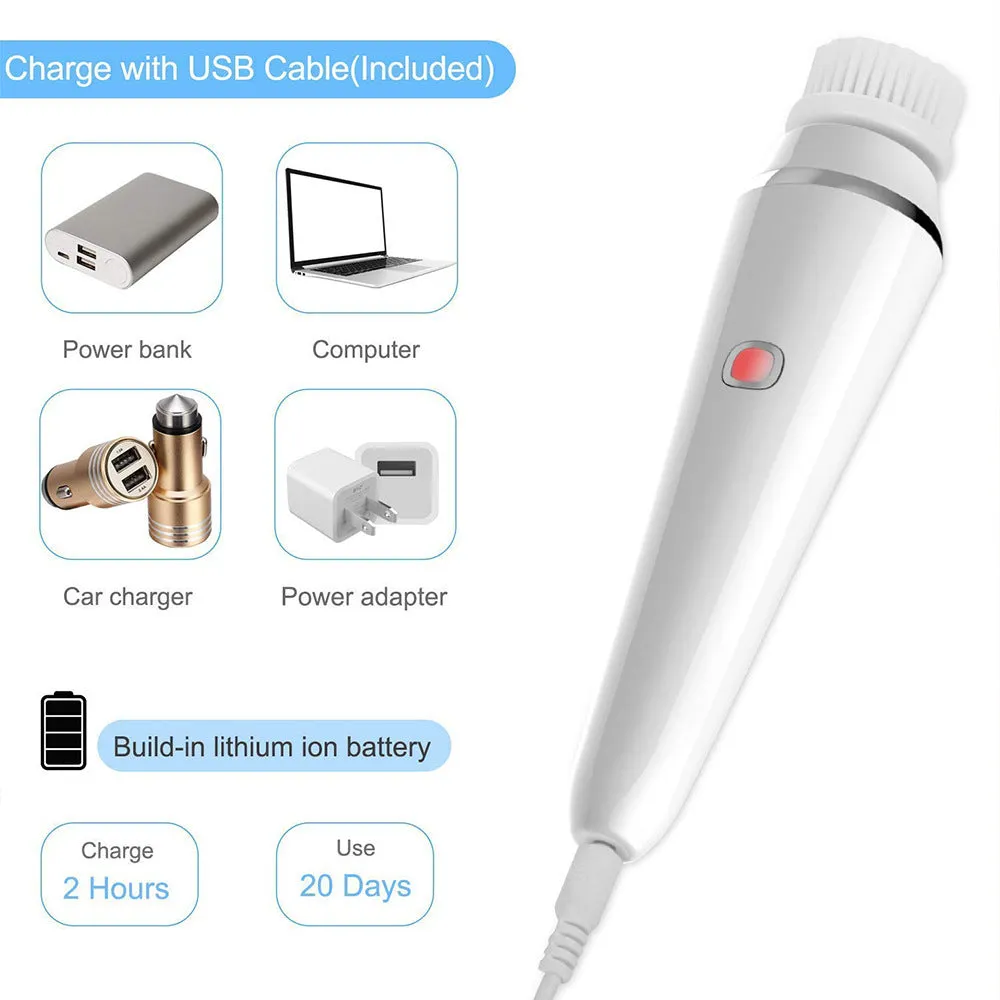 Facial Cleansing Brush with 4 Brush Heads