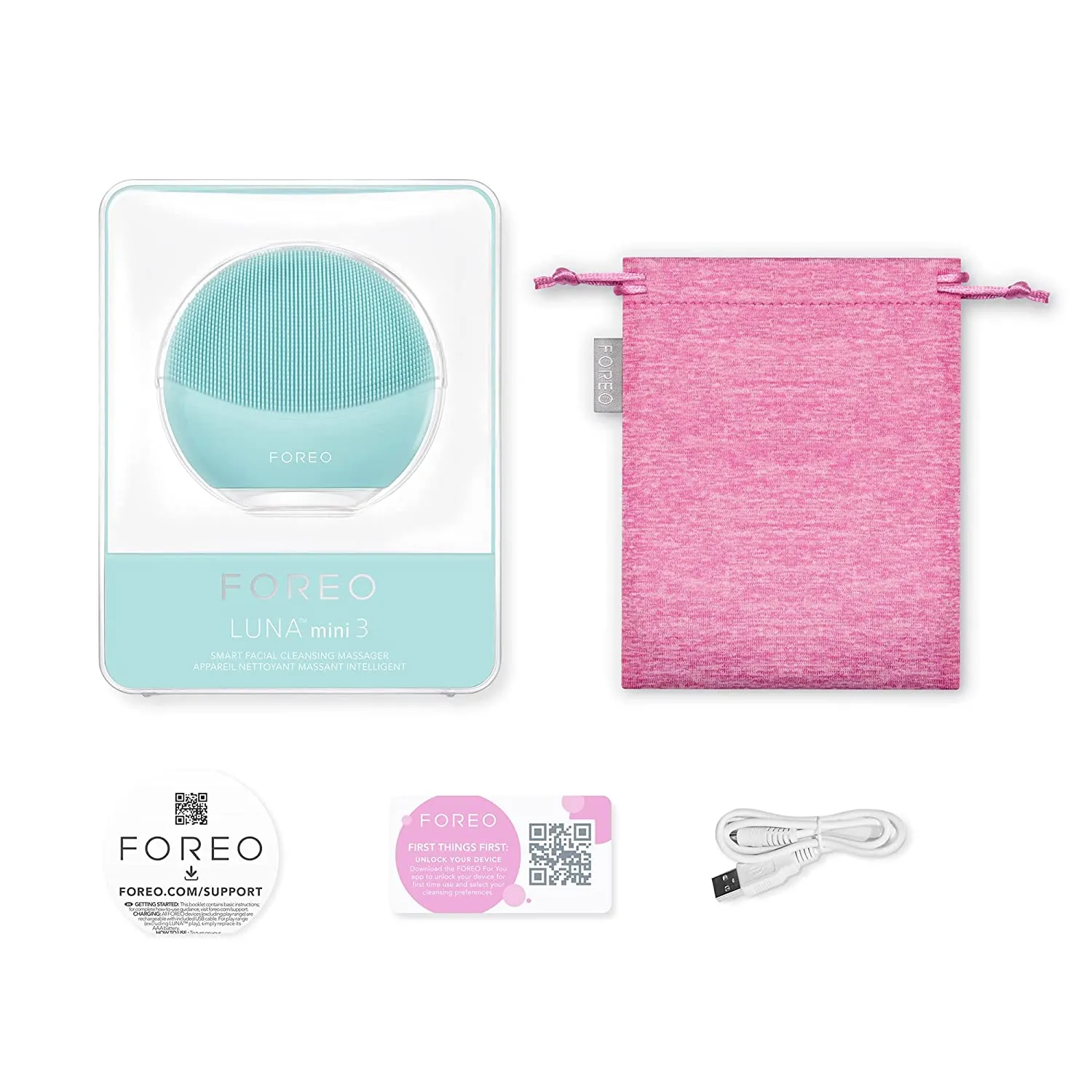 FOREO LUNA mini 3 facial cleansing brush-massager, turquoise