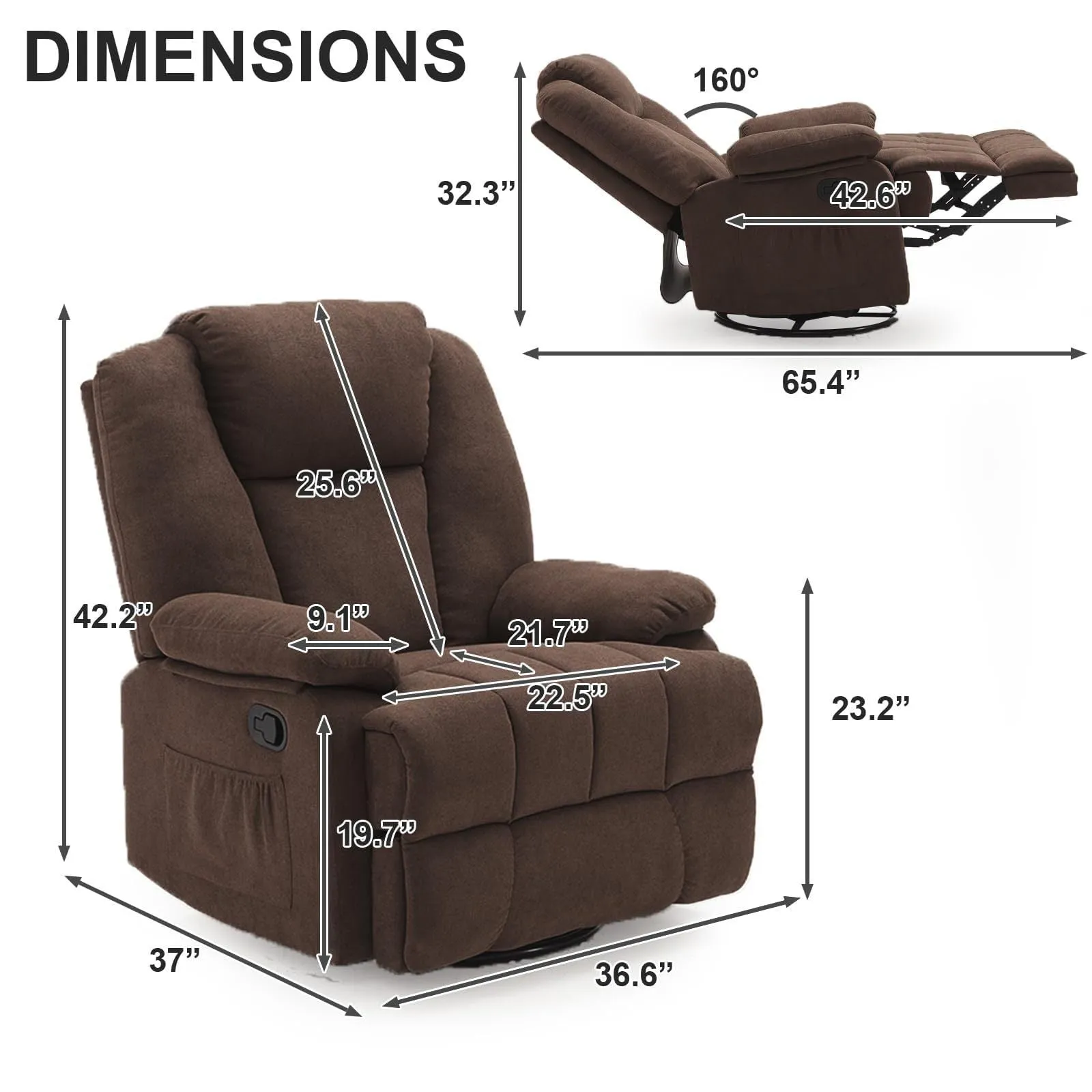 Fraser 360° Swivel Rocker Recliner - Brown