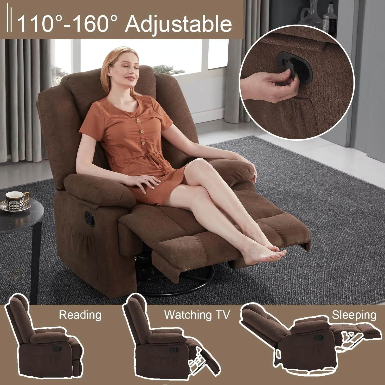 Fraser 360° Swivel Rocker Recliner - Brown