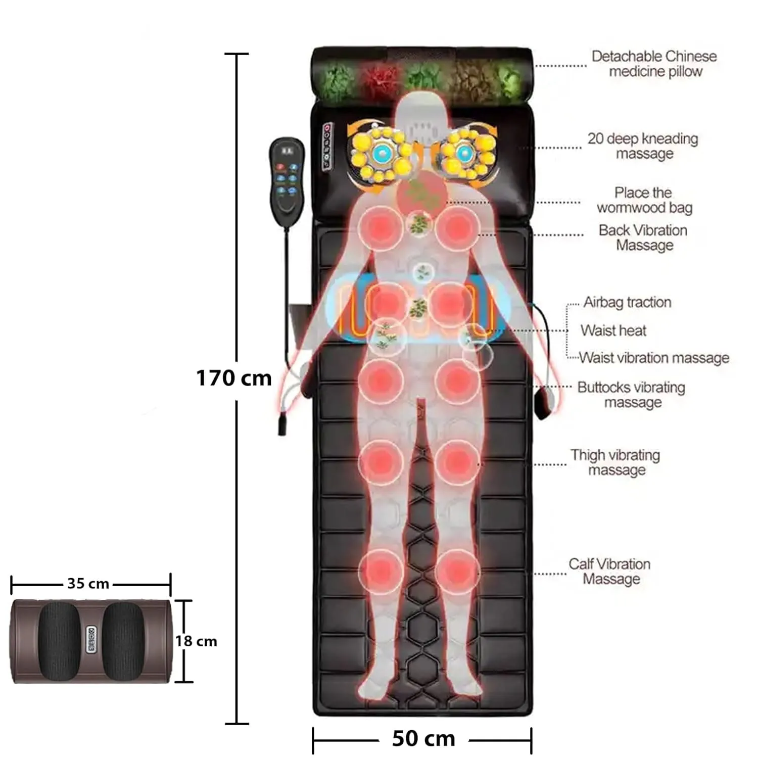 Full Body Massage Mattress with Infrared Light Therapy | Ortho Joint Relief