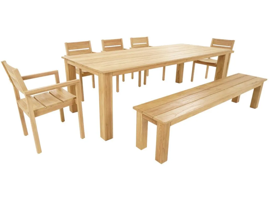 FurnitureOkay Tulsa 7-Piece Teak Outdoor Dining Setting (8-Seater)