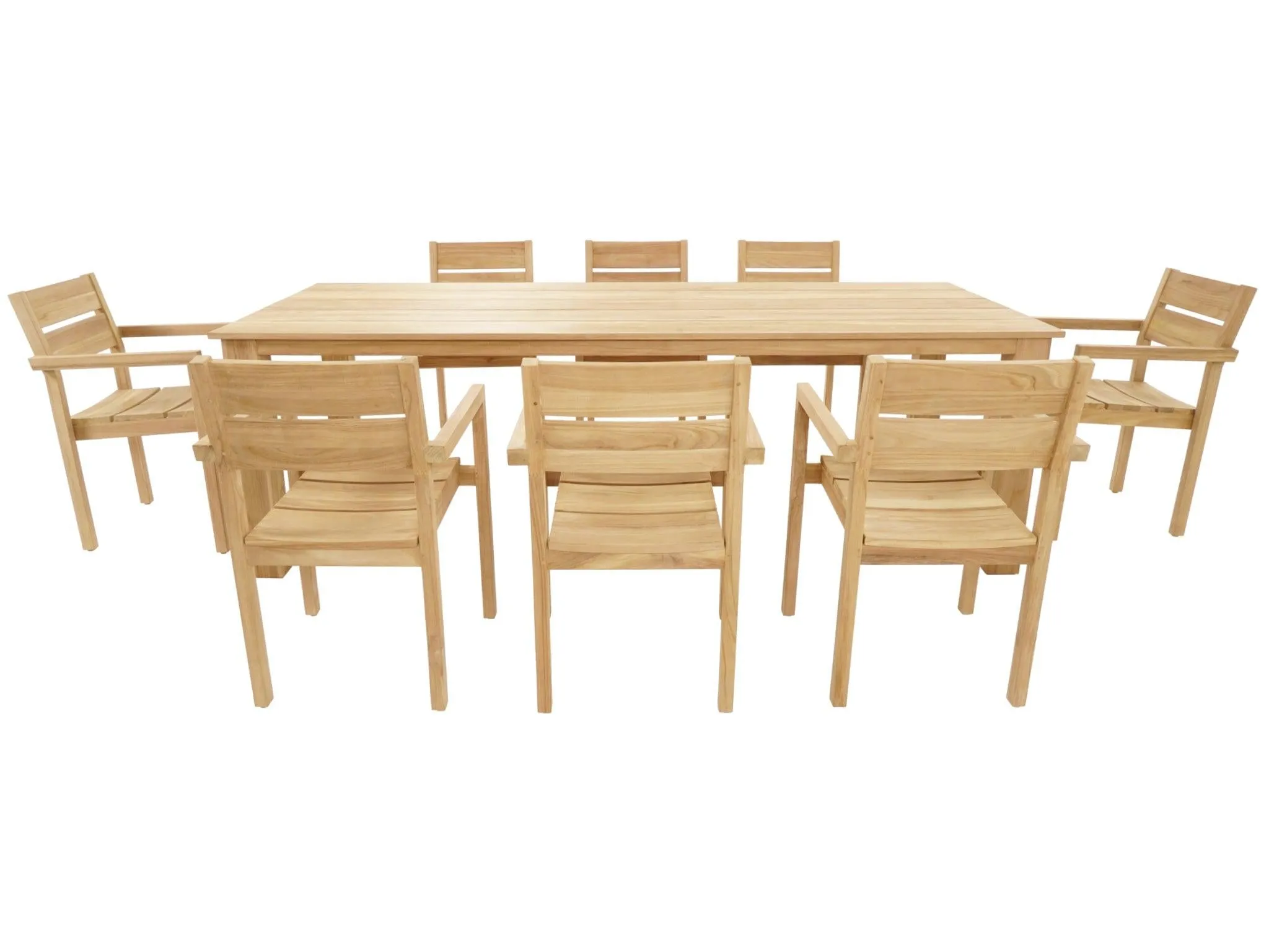 FurnitureOkay Tulsa 9-Piece Teak Outdoor Dining Setting