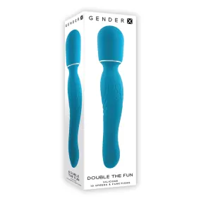 Teal Dual-Ended Rechargeable Silicone Wand Vibrator - Double the Fun by Gender X