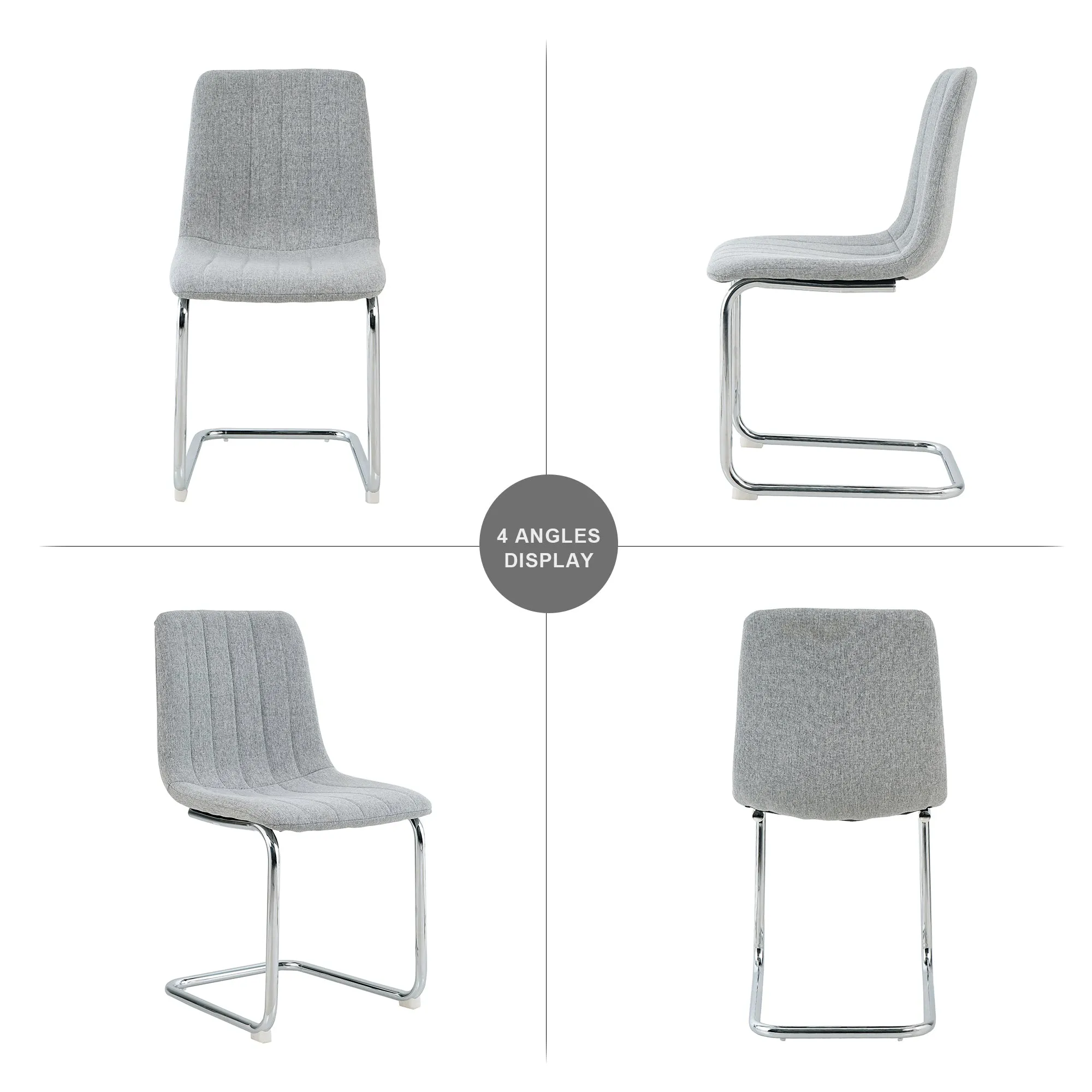 Genesis 5pc Dining Set Tempered Glass Table 4x Side Chairs - Light Gray
