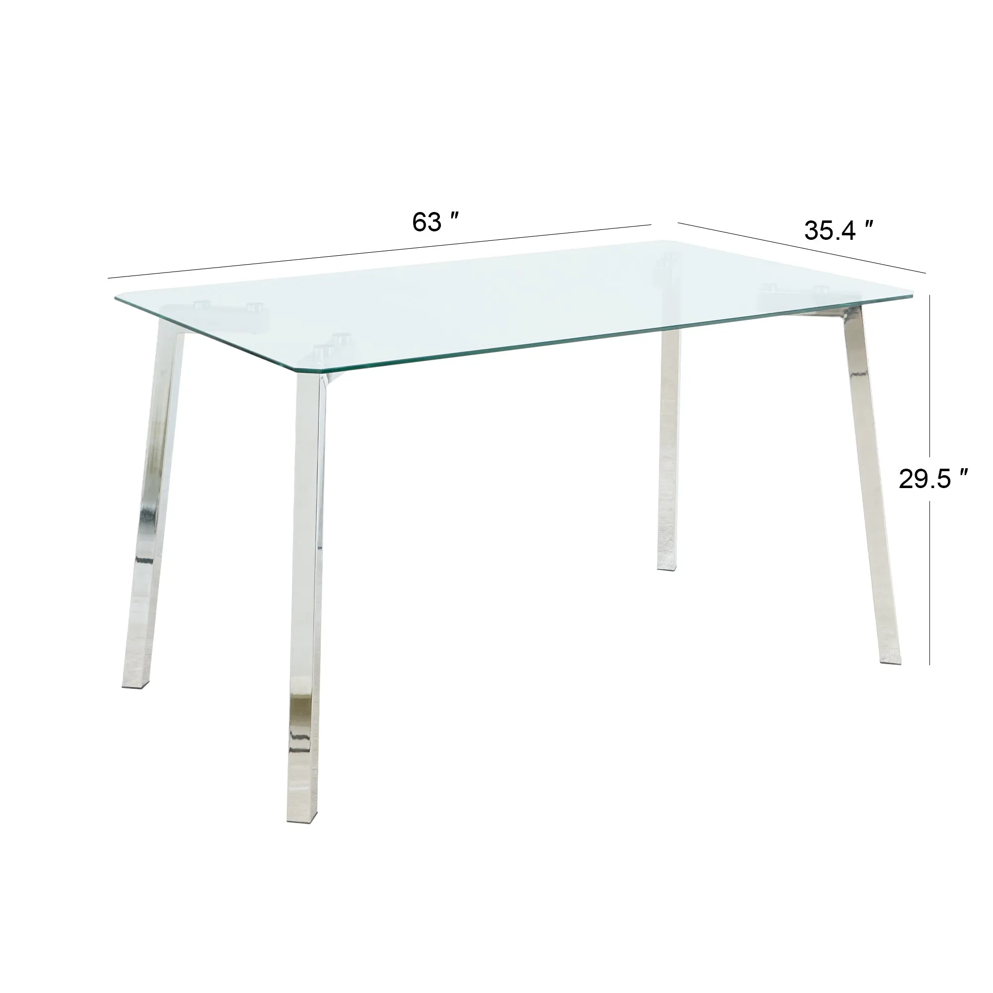 Genesis 5pc Dining Set Tempered Glass Table 4x Side Chairs - Light Gray