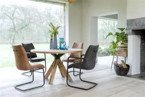 Habufa Jardin Starburst Oak Round Dining Table