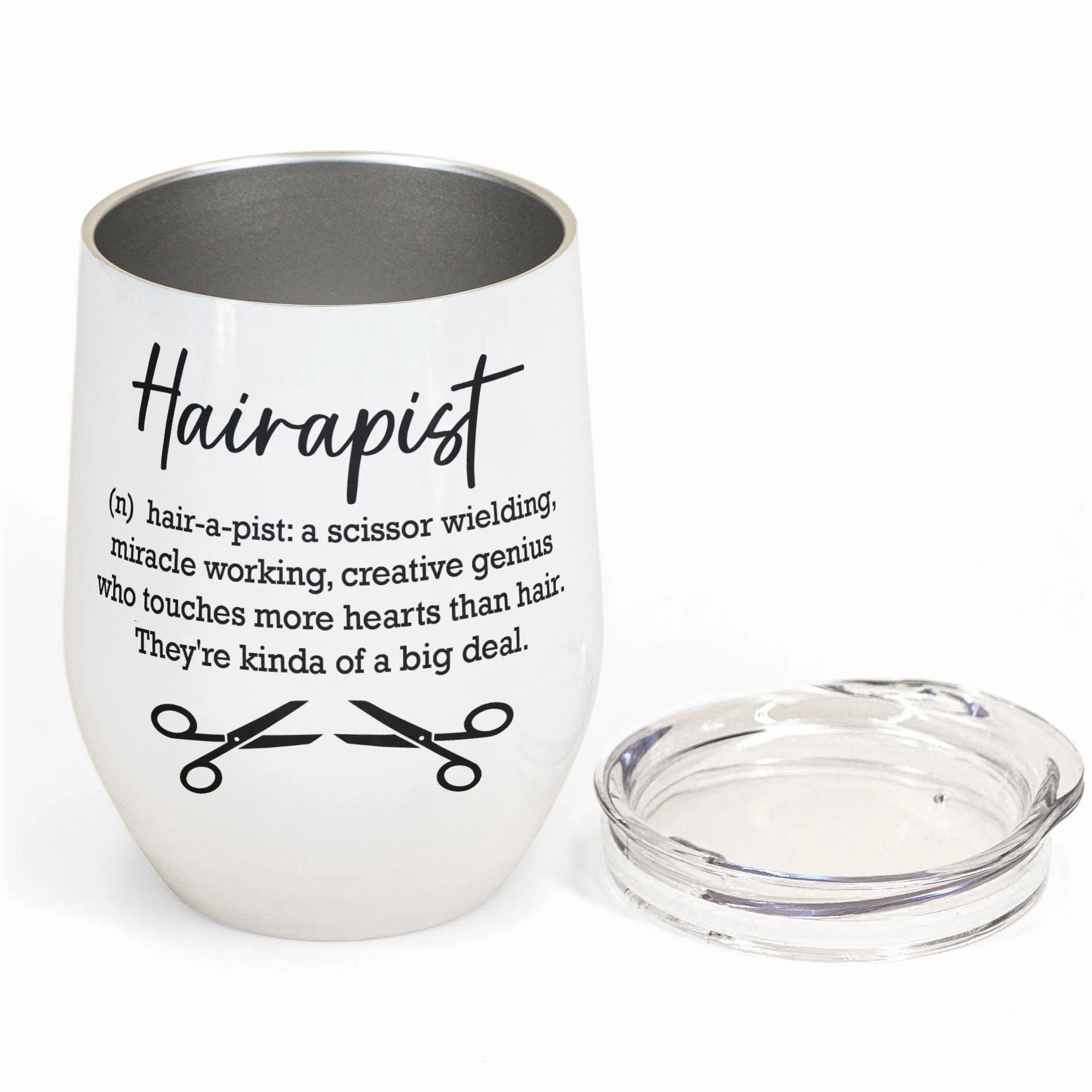 Hairapist Definition - Personalized Wine Tumbler - Birthday Gift For Co-Workers, Hairstylist Friends, Work Bestie - Chibi Girl