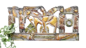 Home Decor. Antiquated Wall Art Panel Carved in wood. "Melasti Hindu Ceremony".
