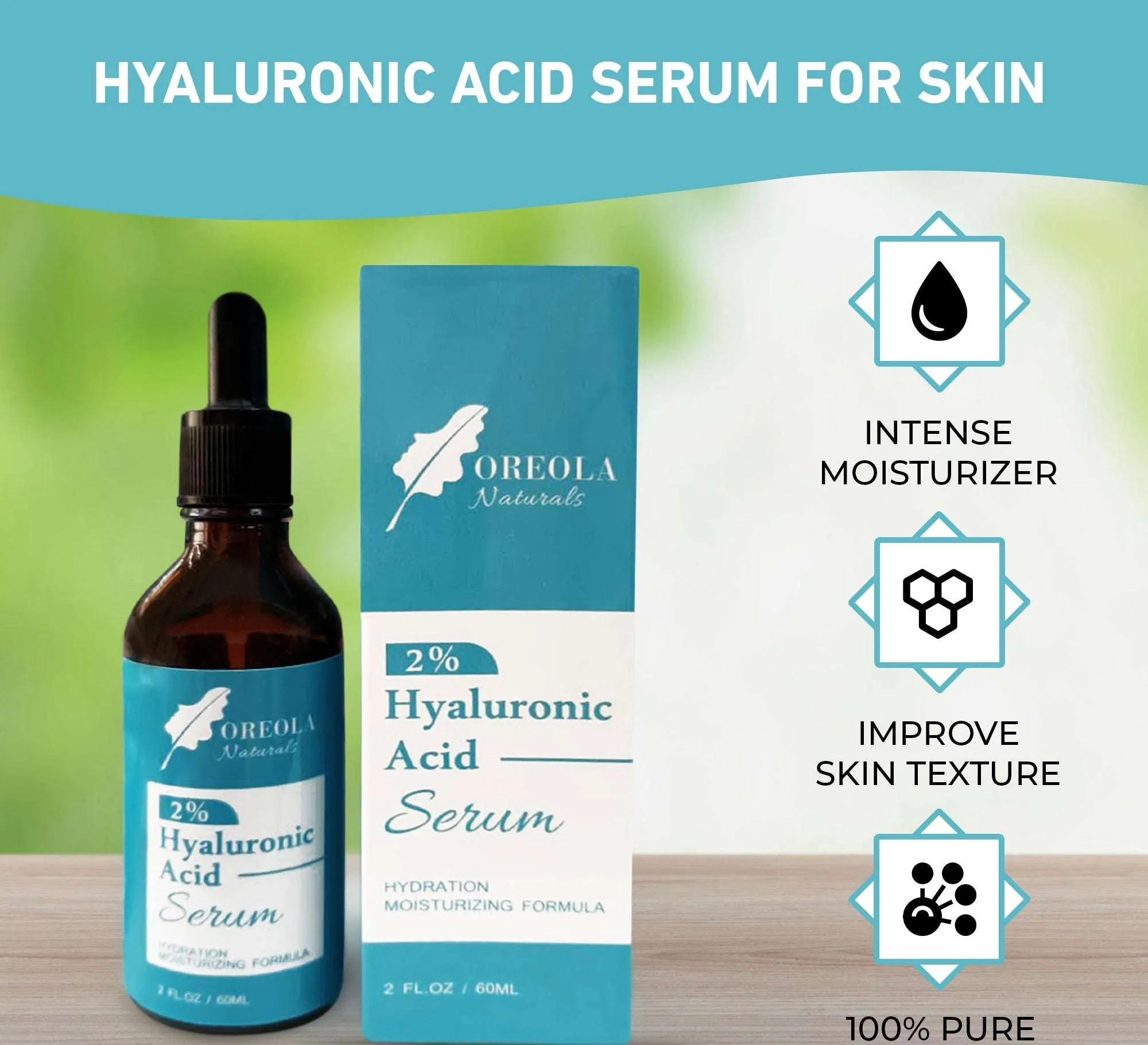 Hyaluronic acid Moisturizing and Hydrating Serum 2oz/60ml