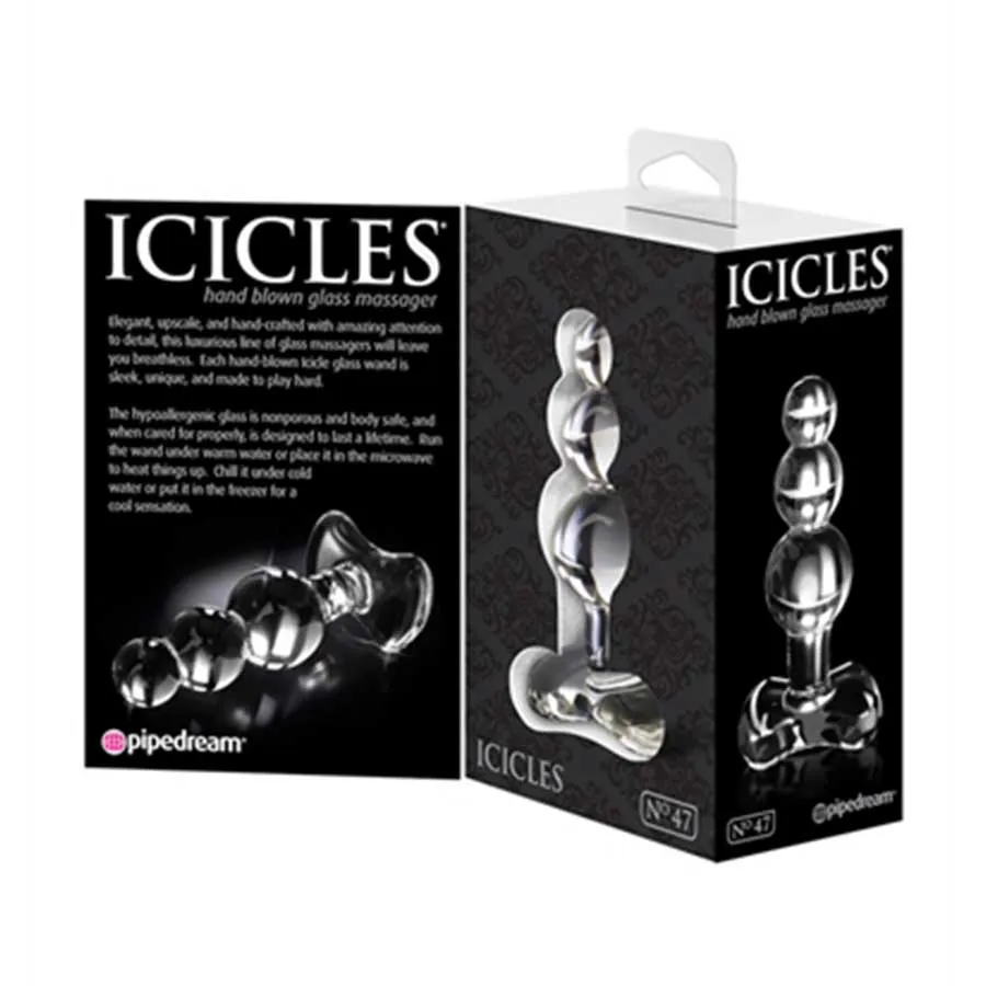 Icicles No. 47 Clear Glass Anal Plug for Men by Pipedream Products