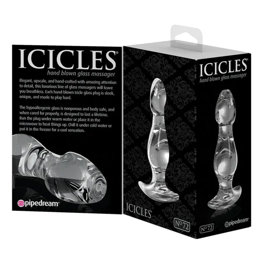 Icicles No. 72 Clear Glass Anal Plug for Men by Pipedream Products