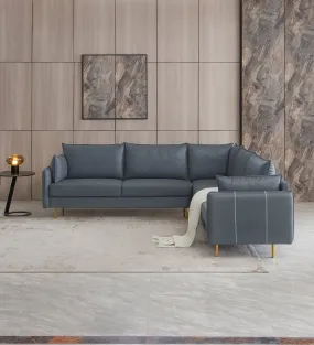 L-Shaped Corner Sectional Technical leather Sofa-Drak Grey, 92.5*92.5''