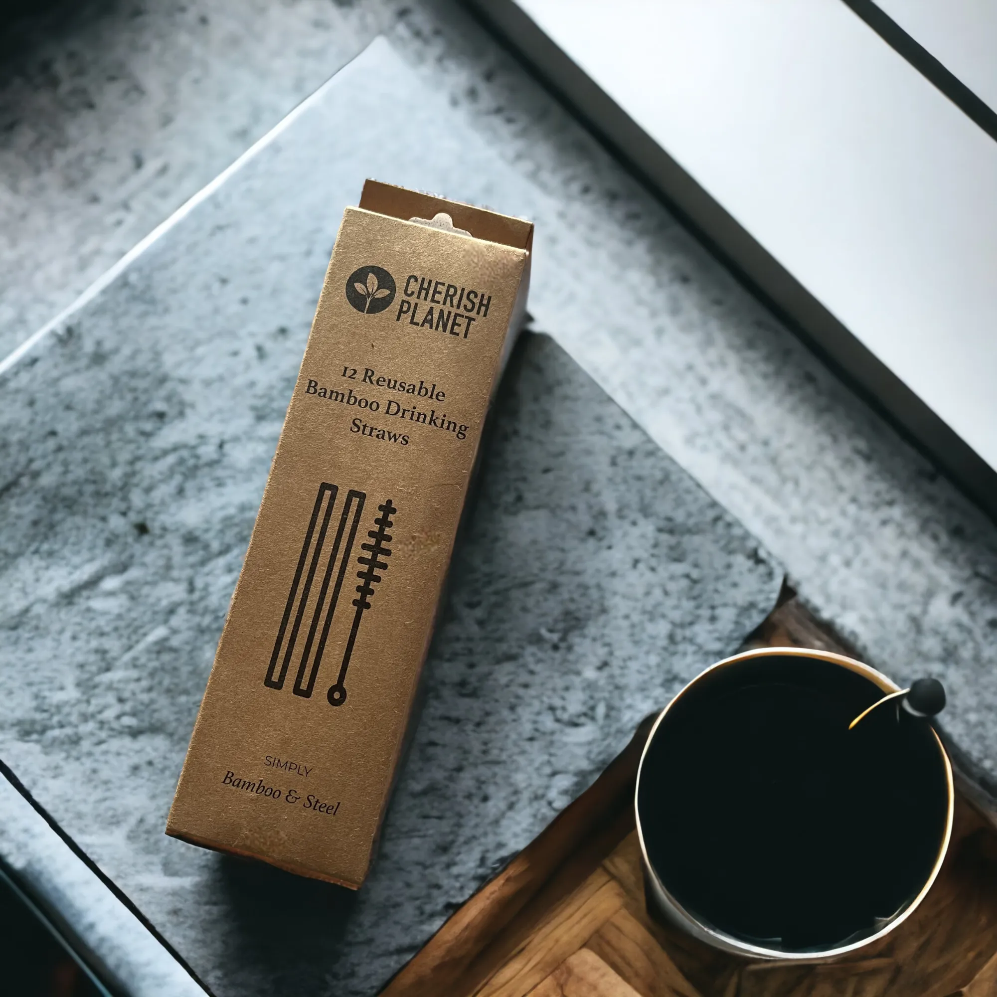 Large Organic Bamboo Reusable Drinking Straws - Set of 12