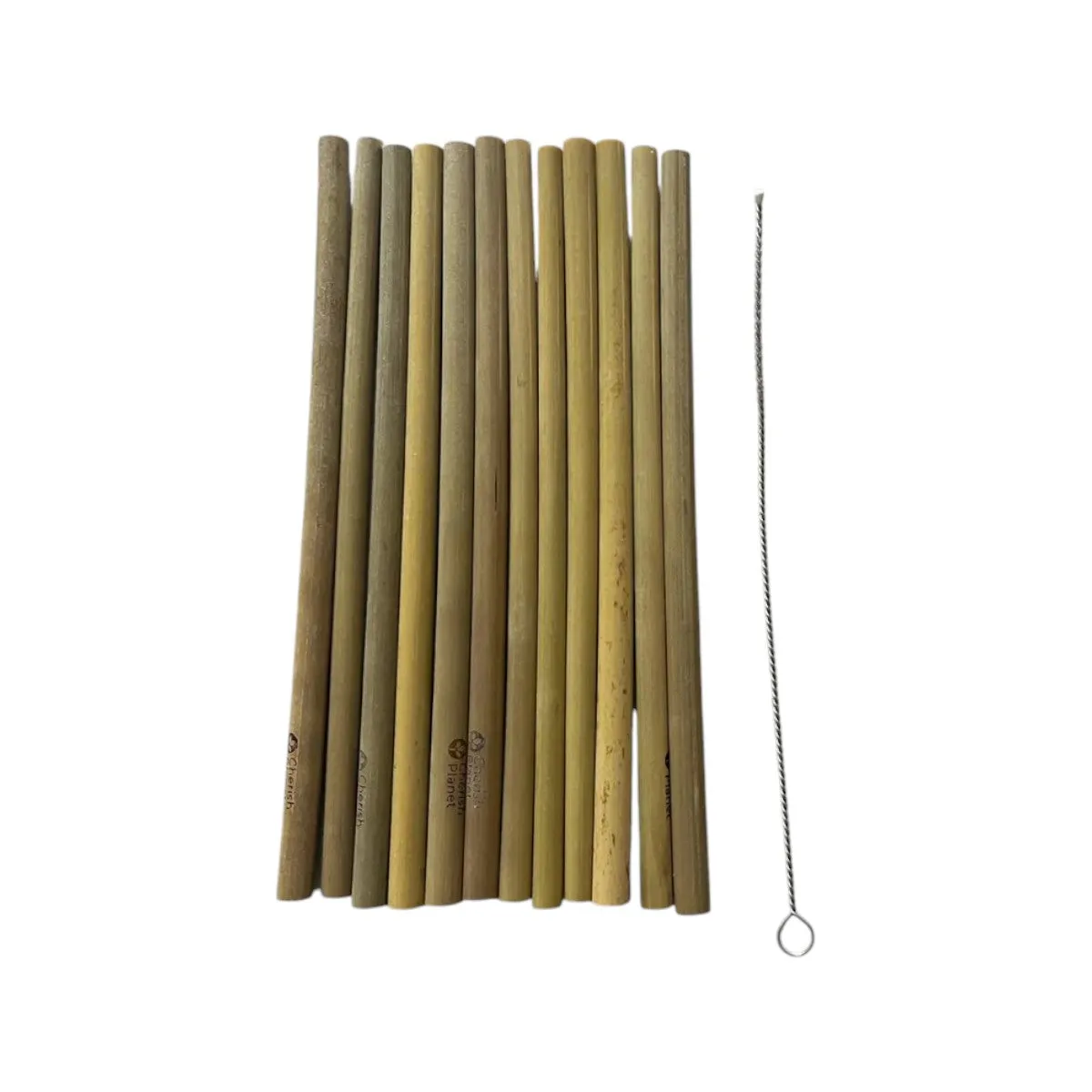 Large Organic Bamboo Reusable Drinking Straws - Set of 12