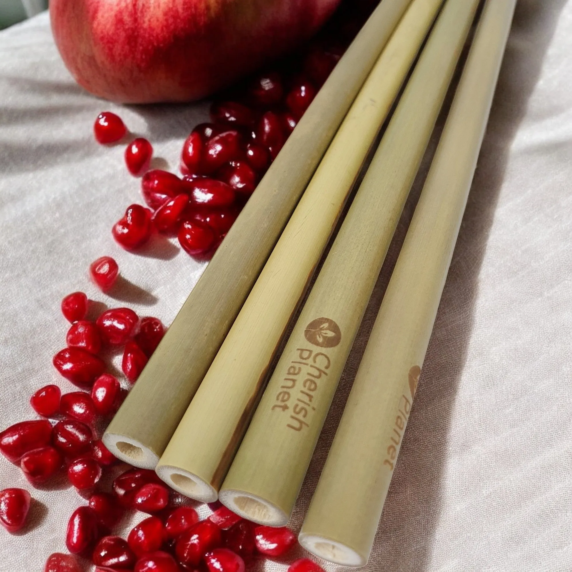 Large Organic Bamboo Reusable Drinking Straws - Set of 12