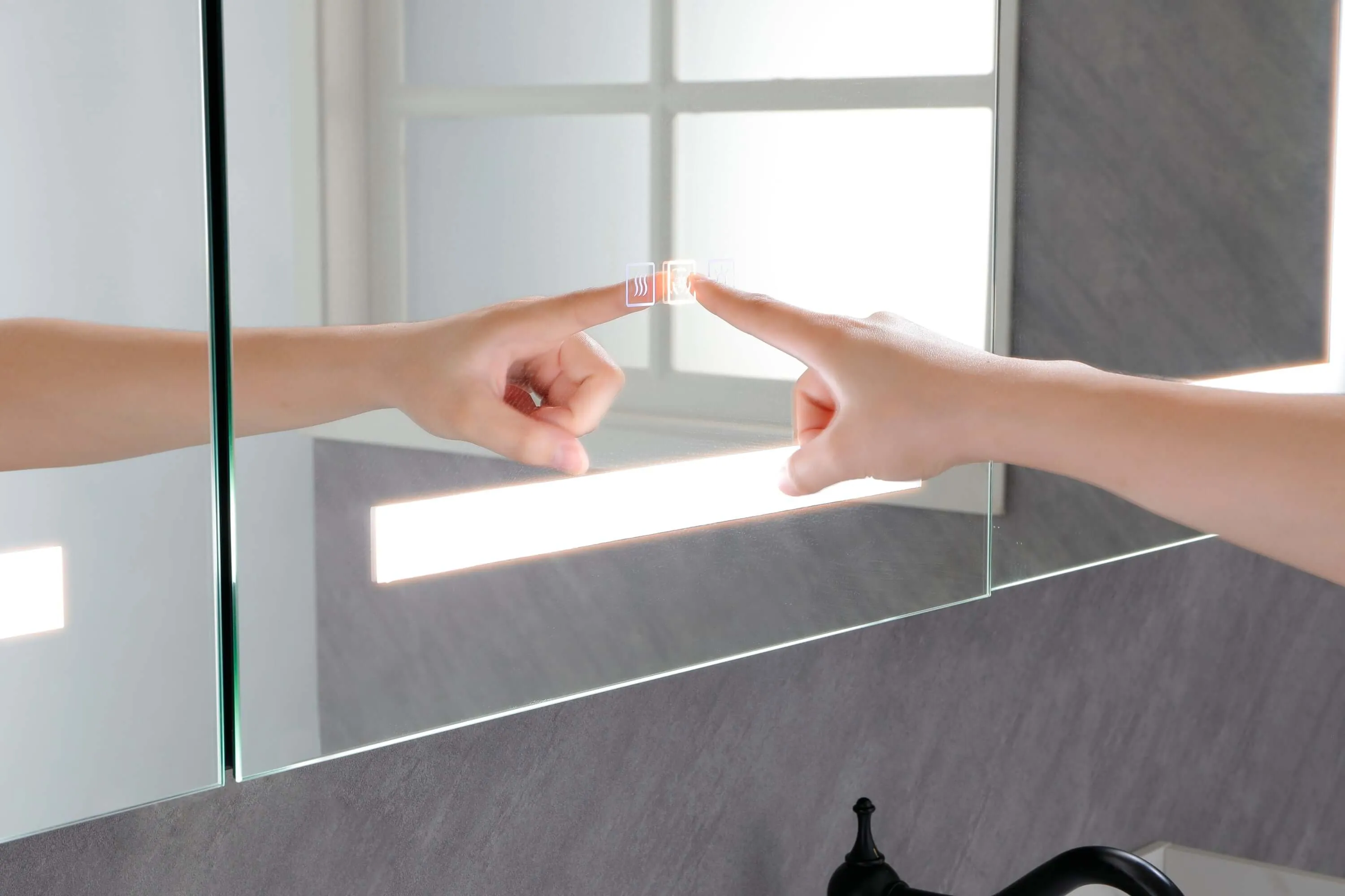 LED Black Aluminum Medicine Mirror Cabinet 72in. W x 36in. H