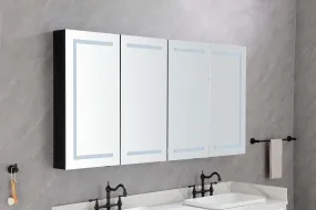 LED Black Aluminum Medicine Mirror Cabinet 72in. W x 36in. H