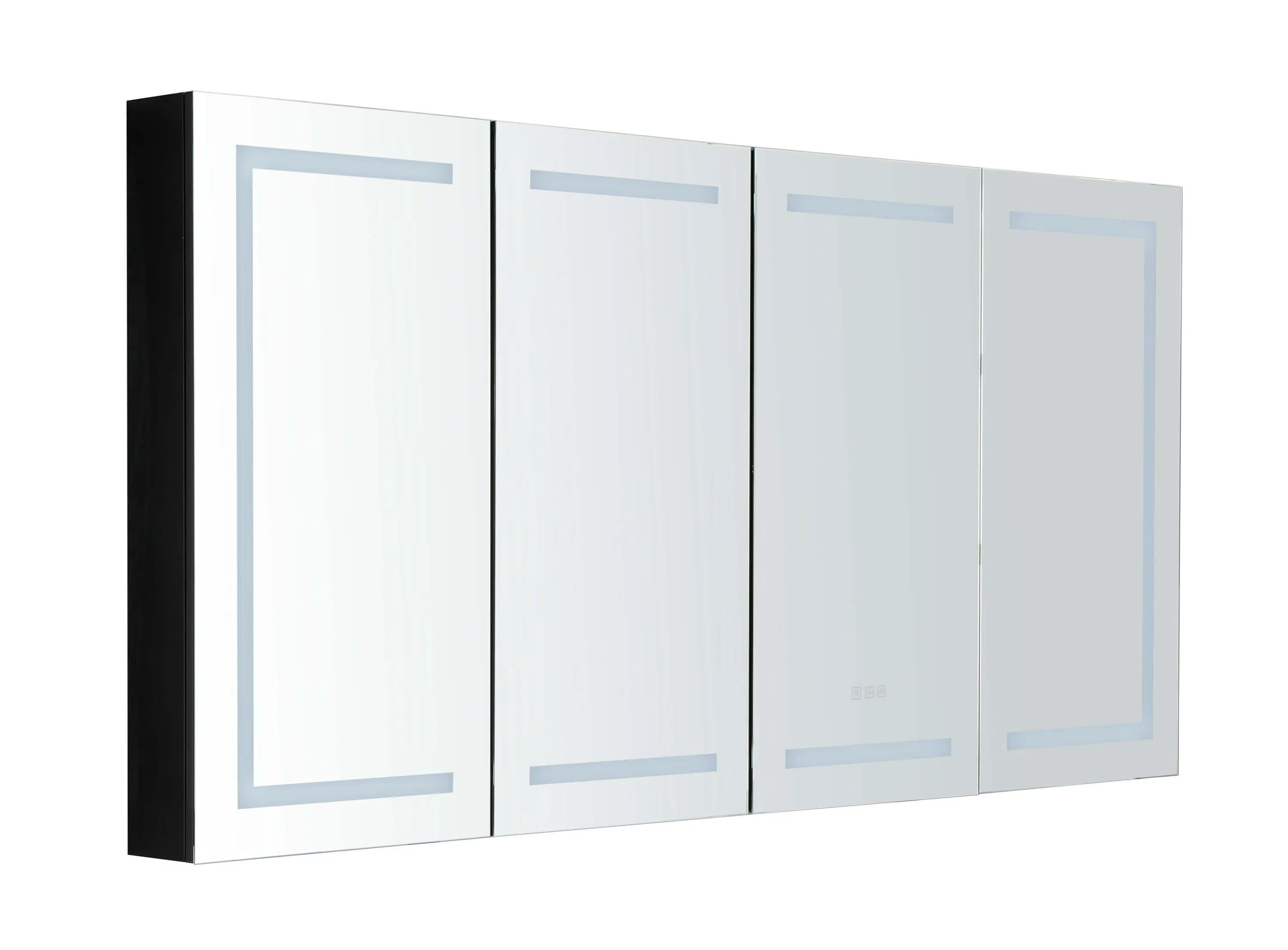 LED Black Aluminum Medicine Mirror Cabinet 72in. W x 36in. H