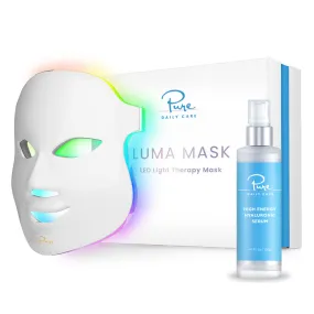 LUMA Light LED Therapy Facial Mask with High-Energy Hyaluronic Serum, 4 oz