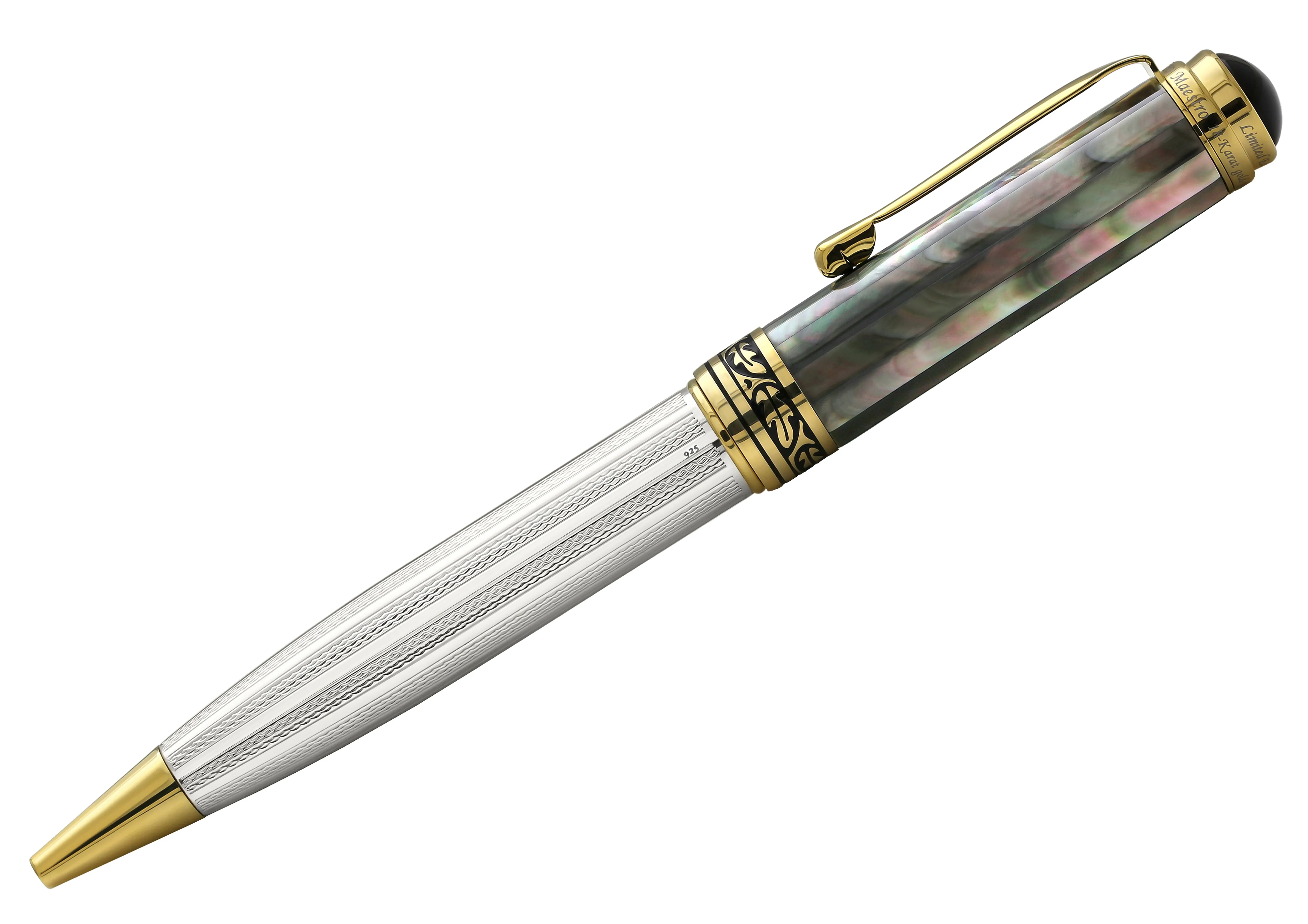 Maestro® 925 Sterling Silver Ballpoint Pen - Tahitian Black Mother of Pearl Cap