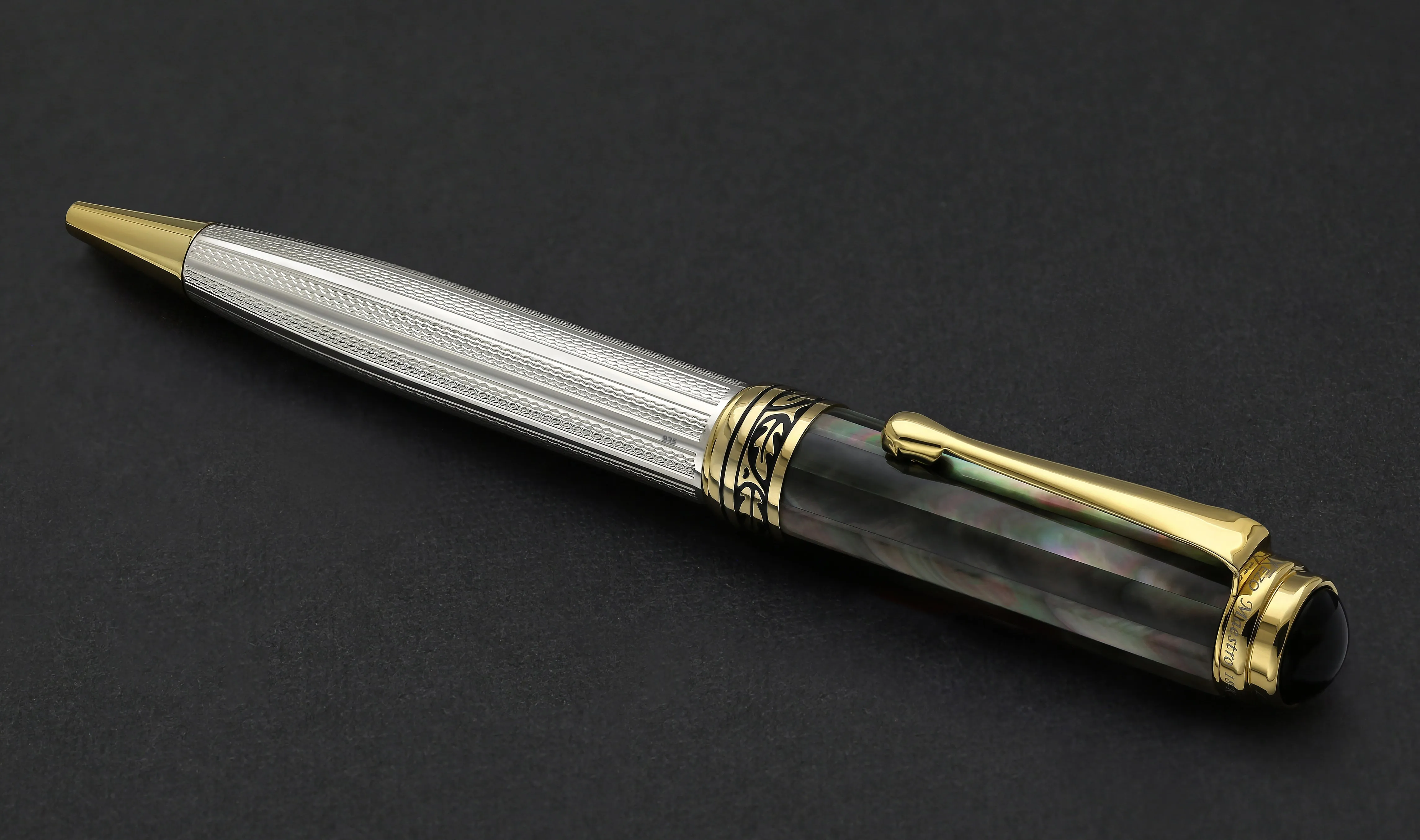 Maestro® 925 Sterling Silver Ballpoint Pen - Tahitian Black Mother of Pearl Cap
