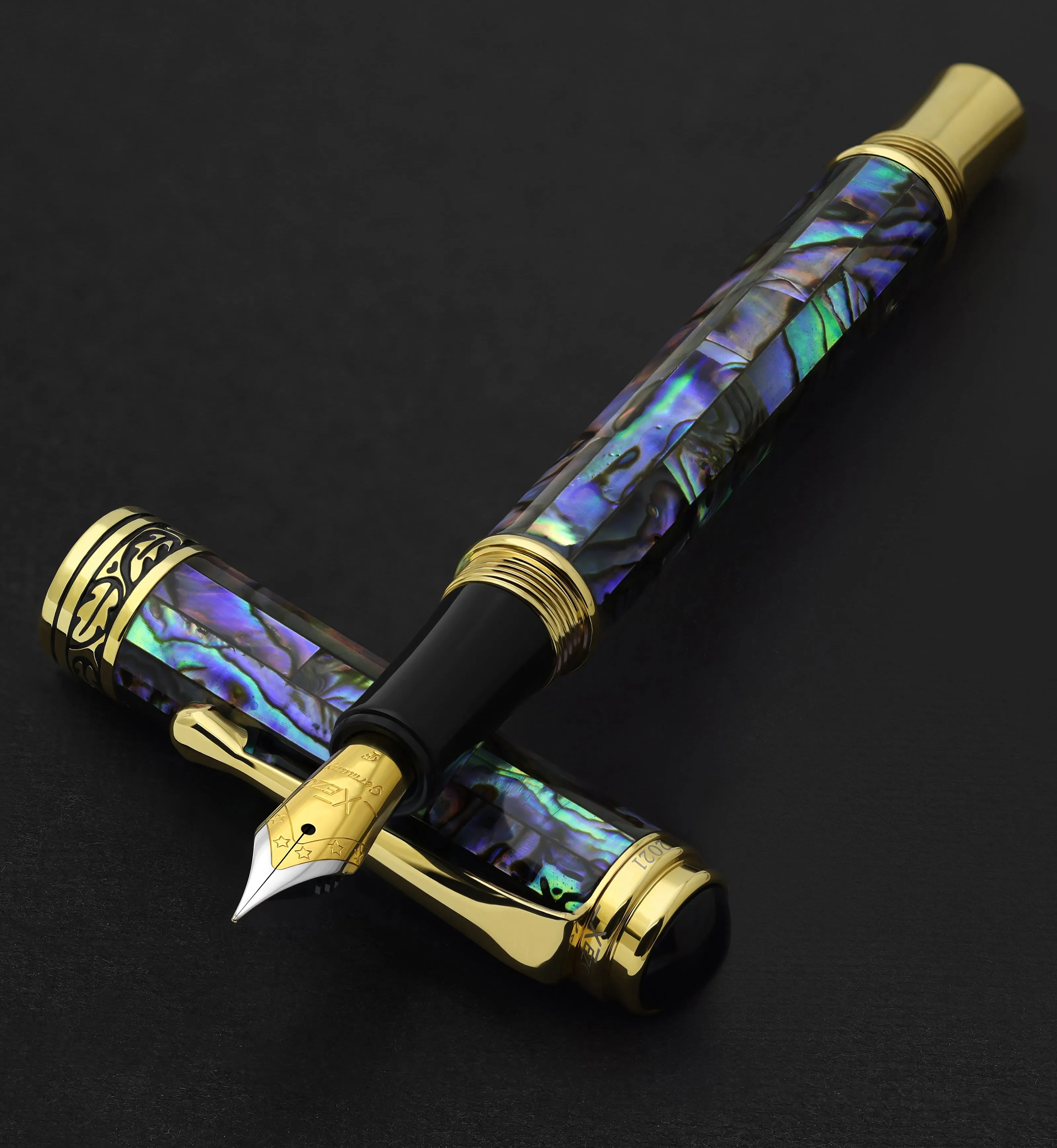 Maestro® Paua Abalone Sea Shell Fountain Pen (Fine Nib) - 18K Gold Plated